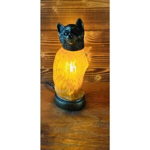 Vintage Tin Chi 3 Pc Lighted Amber Detailed Cat Kitty Night Light Pets Animal